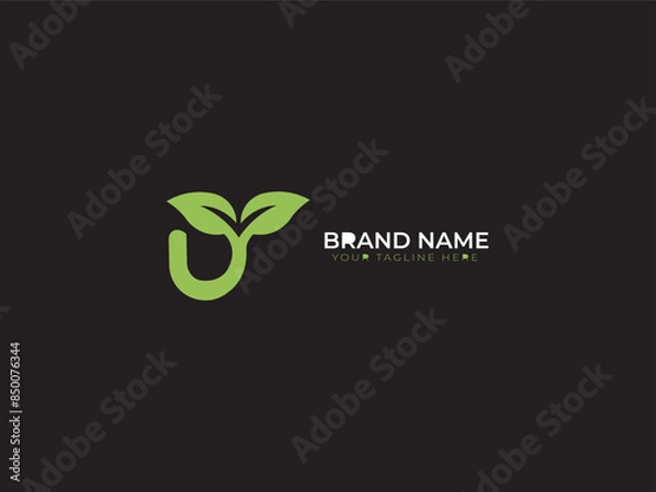 Fototapeta Creative initial green letter j with leaf logo