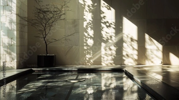 Fototapeta Dramatic shadows highlighting the allure of wellness