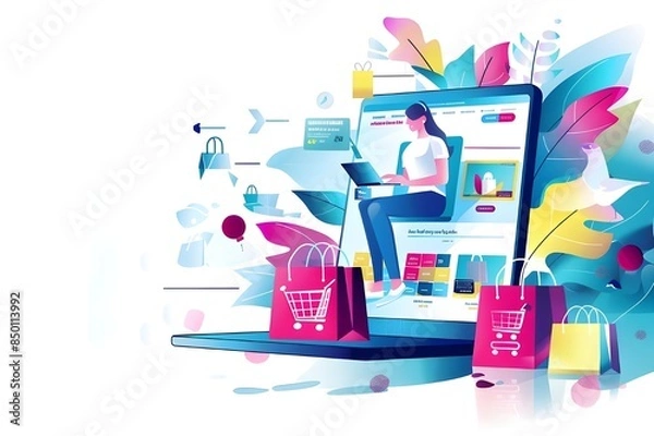 Obraz A person browsing an e-commerce website on a digital tab