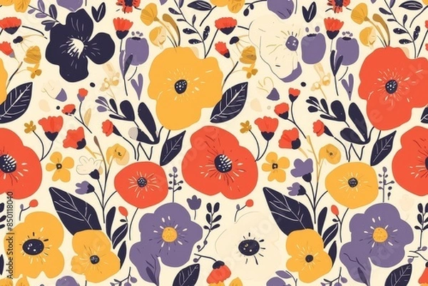 Fototapeta Blooms Abstract and Contemporary Seamless Pattern