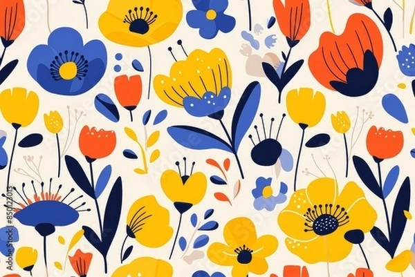 Fototapeta Blooms Abstract and Contemporary Seamless Pattern