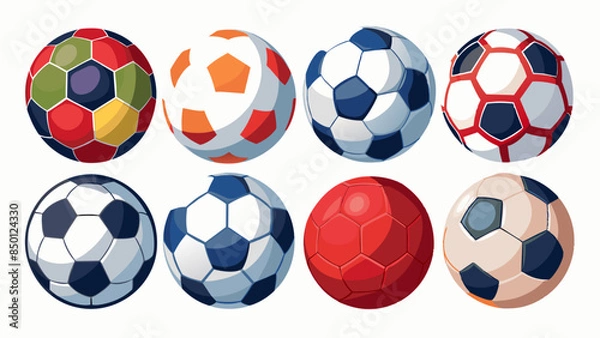 Fototapeta Set Of Soccer Balls Vector Illustration, Collection Of Soccer Balls
