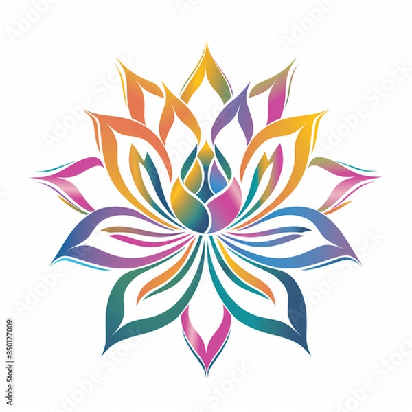 Fototapeta A vibrant, colorful lotus mandala design, symbolizing unity and harmony in a stunning artistic expression