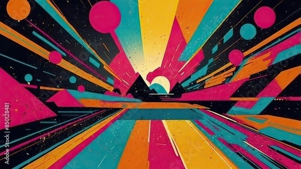 Fototapeta Abstract background in 80's style