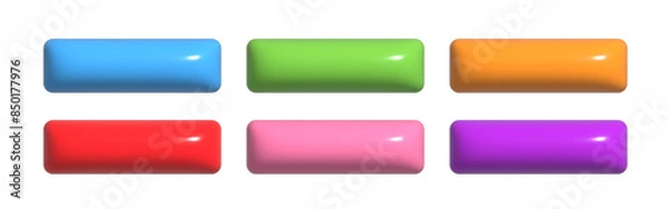 Fototapeta List menu button set. Colorful realistic 3d design element collection. 