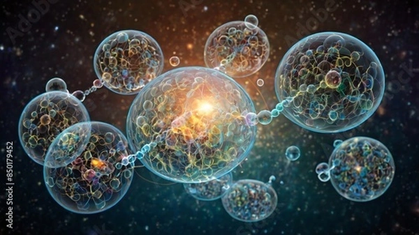 Fototapeta Thought bubbles containing quantum entanglement equations