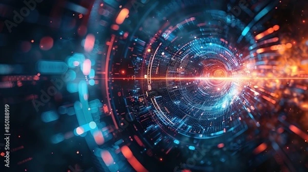 Fototapeta Digital abstract backdround for technological operations, data transmission and encryption