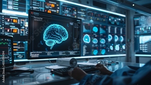 Fototapeta AIDriven Brain Diagnostic Software Generative AI