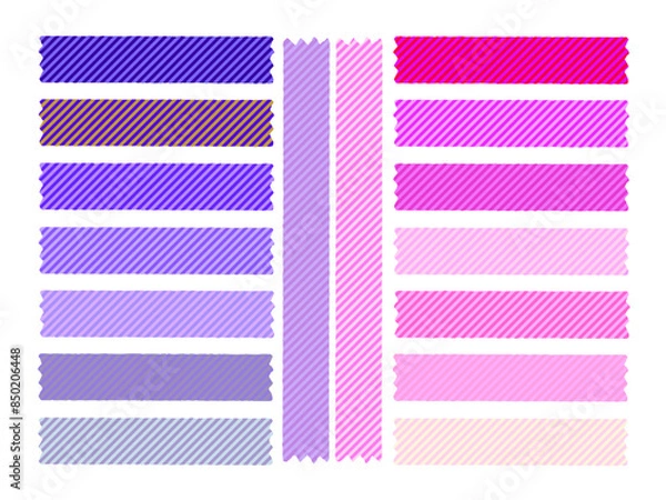 Obraz マステ　ストライプ柄　紫とピンク系