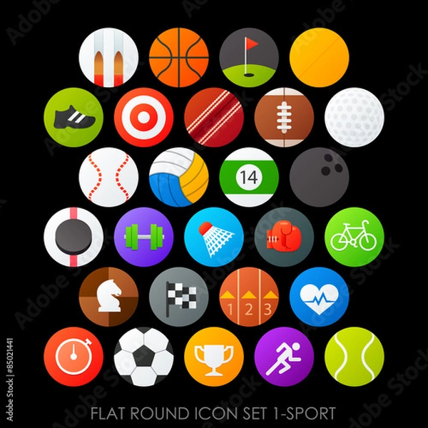 Fototapeta Flat round icon set 1-sport