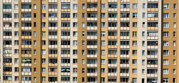 Obraz View of a block of flats with balconies; multi-apartment block; apartment building; thelarge panel system building