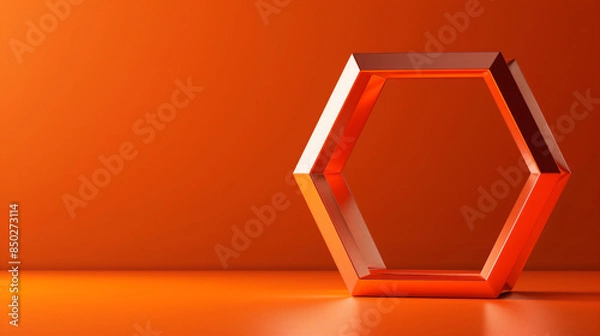 Fototapeta Orange Hexagon Shape on Orange Background.