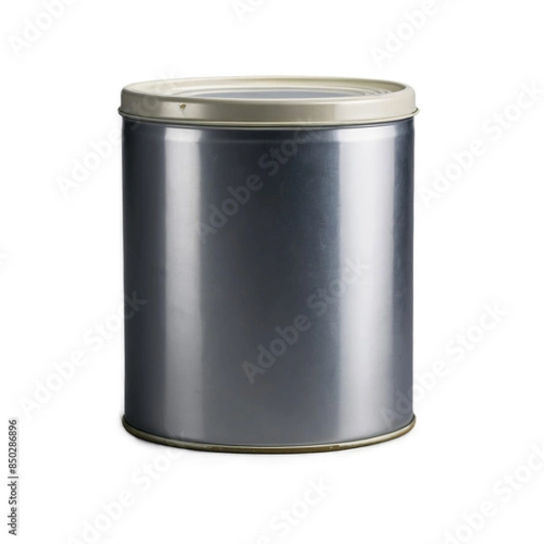 Obraz A blank metal tin can with no label on a transparent white background, perfect for png representation