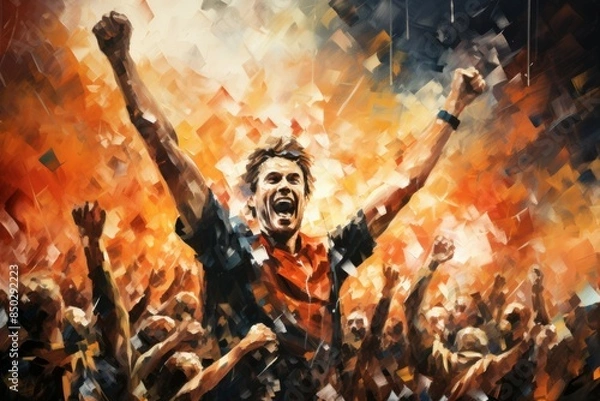 Obraz The roaring fans of Netherlands - Generative AI