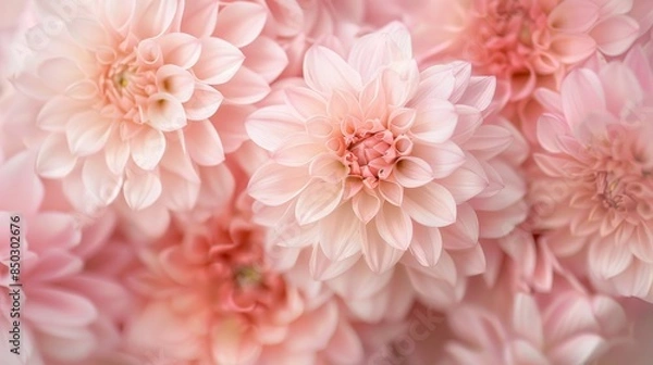 Fototapeta Close-up of a bouquet with light pink petals, excellent cut flower quality, unique texture, delicate and romantic