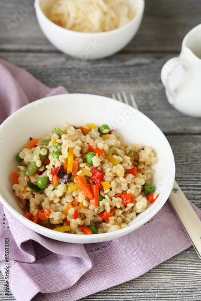 Fototapeta Cous cous with nutritious vegetables