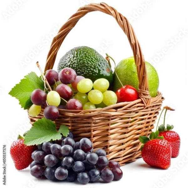 Obraz A Basket Filled With Various Types of Fruit