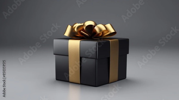 Obraz gift box with gold ribbon