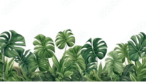 Obraz green grass isolated monstera