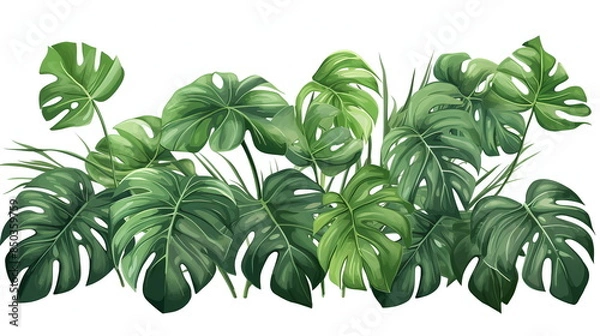 Obraz leaves isolated monstera on white