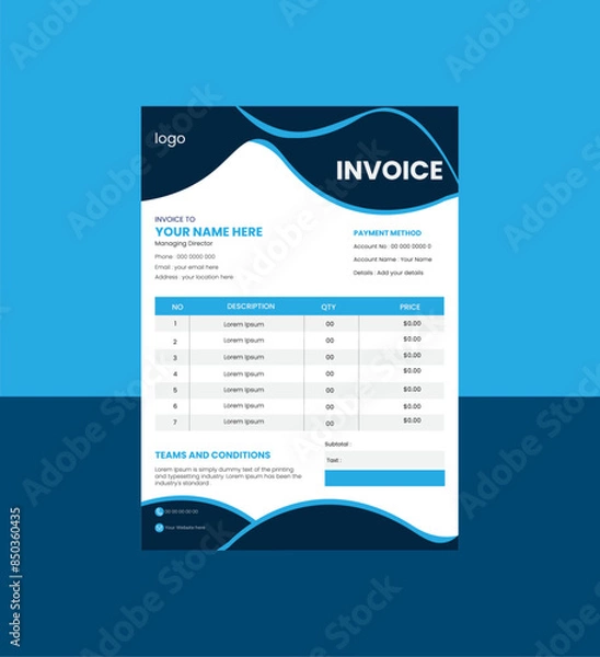 Fototapeta simple and creative invoice design.