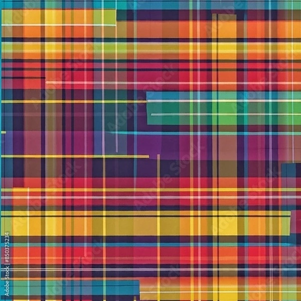 Fototapeta Abstract colored plaid, tartan, checkered seamless striped lines pattern background	