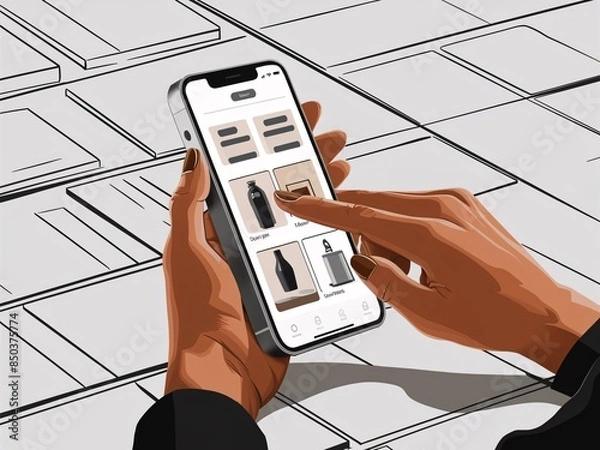 Fototapeta Seamless Shopping Experience on a Mobile App