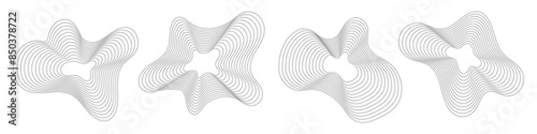 Fototapeta Set of abstract irregular, blob lines, blend dynamic forms, vector shapes on white background