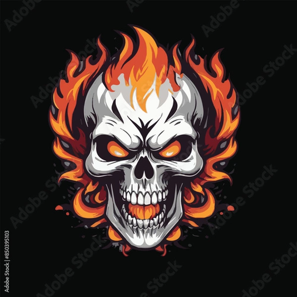 Obraz angry flames skull head vactor