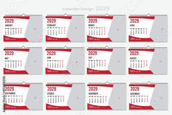 Fototapeta simple calendar design template.