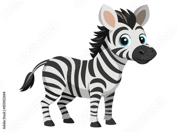 Fototapeta Zebra vector illustration, cute animal vector illustration, Zebra illustration vector, cute Zebra cartoon illustration