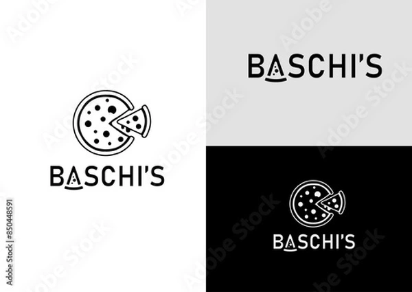 Fototapeta Pizza eat pizza logo design concept