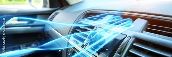 Fototapeta Car dashboard airflow infographic  ac direction, temperature control, vent positions