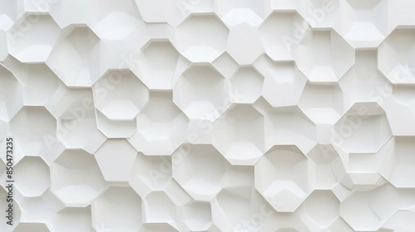 Fototapeta a background canvas with random waves in a pure white wall architectural pattern, bright and simple hexagonal grid pattern