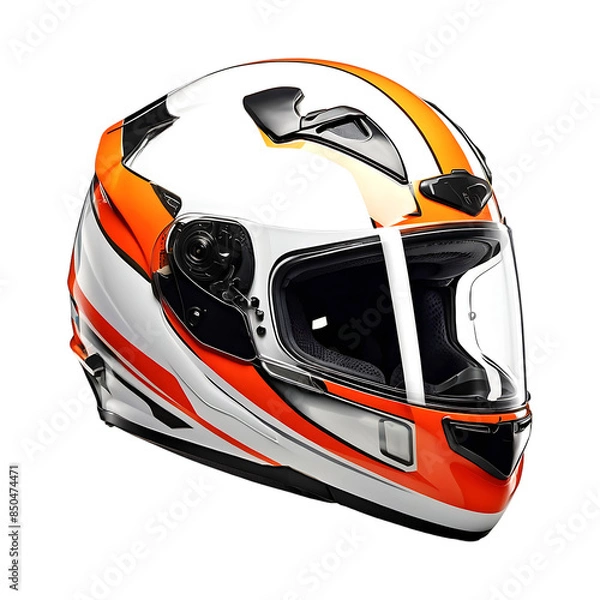 Fototapeta Modern motorcycle helmet isolated on a transparent background