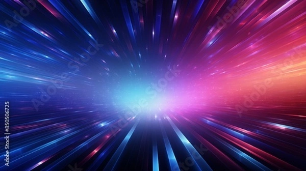 Fototapeta An energized abstract with colorful light streaks representing high velocity and motion