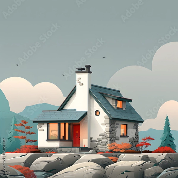 Obraz charming cottage in the mountains