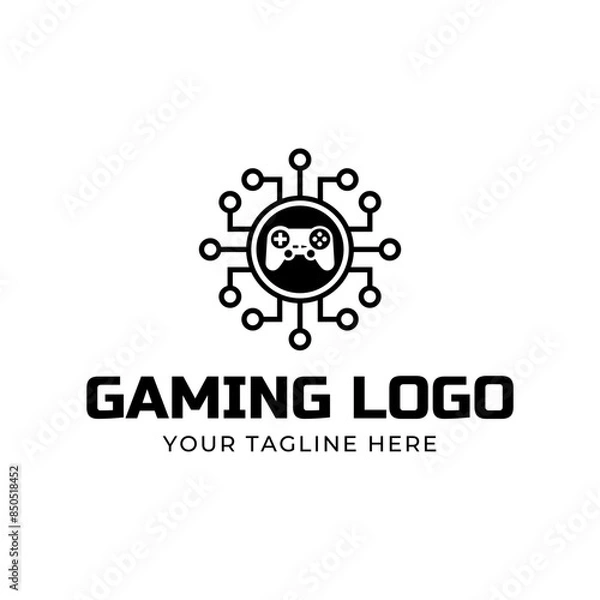 Fototapeta Game console and video games stick logo design template