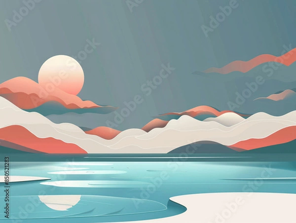 Obraz serene lake at sunset