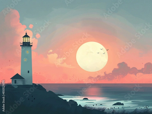 Fototapeta lighthouse by the ocean