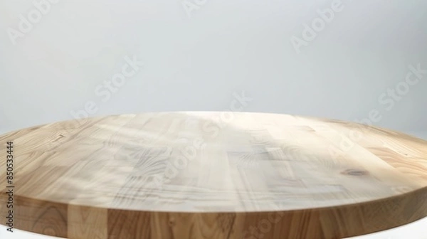 Obraz Empty beautiful round wood table  top counter on  interior in clean and bright with shadow background Readywhite background for product montage : Generative AI