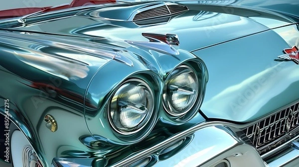 Fototapeta Retro car very detailed and realistic shape with close up view on car