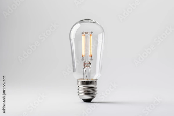 Fototapeta Light bulb on white background. Topics related to electricity. Electricity price increase. Lower electricity prices. Image for graphic designer. Isolated image.