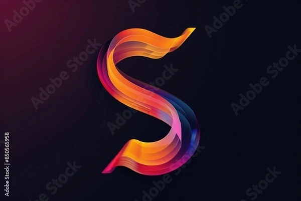 Fototapeta Illustration of a colorful letter S on a black background