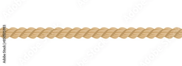 Fototapeta Seamless rope isolated on white background. Vector cartoon flat illustration.