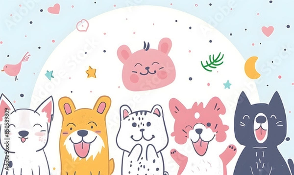 Obraz cartoon illustrator card or background