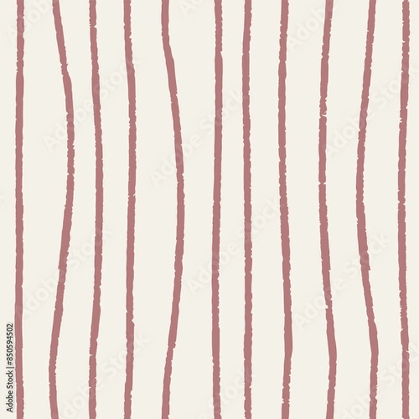 Fototapeta Pastel boho printable seamless pattern with brush stroke. Nude color. Abstract line. Minimalistic neutral curve. Vector background.