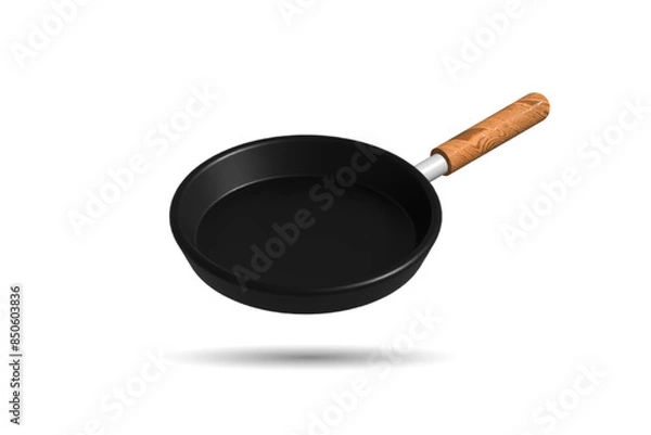 Fototapeta black fry pan over white background, 3d render