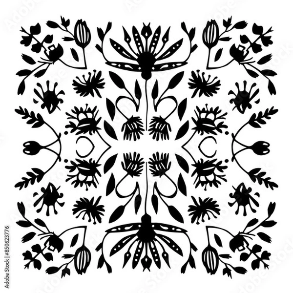 Fototapeta floral seamless pattern, pattern, flower pattern, geometric pattern, diagonal pattern, floral, flower, seamless, design, ornament, vector, decoration, art, wallpaper, leaf, illustration, black, style,