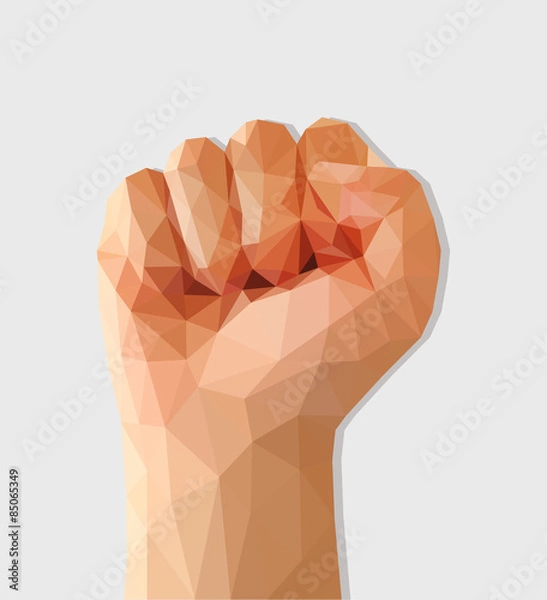 Obraz polygon fist raised up a protest force